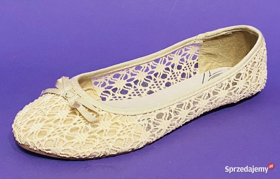 Przewiewne beżowe damskie baleriny rozmiar 38 mazowieckie Żyrardów