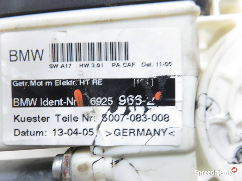 PODNOŚNIK SZYBY PRAWY TYLNY BMW X3 E83 69259662