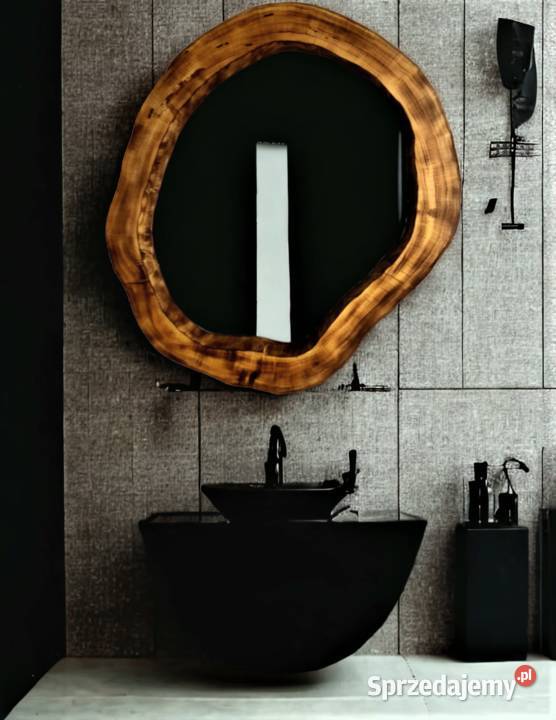 Okrągłe lustro łazienkowe nowoczesne drewniane Rzeszów