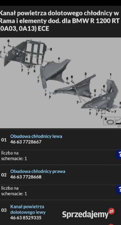 BMW R 1200 RT K52 LEWY KANAŁ POWIETRZA Nowy Tomyśl