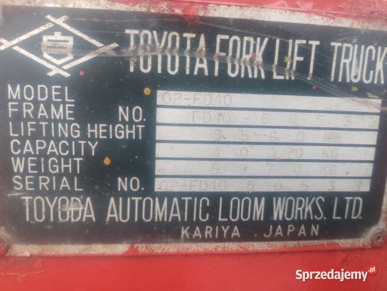 wózek widłowy 4 tony Toyota 02FD40 koła podlaskie Karasiewo