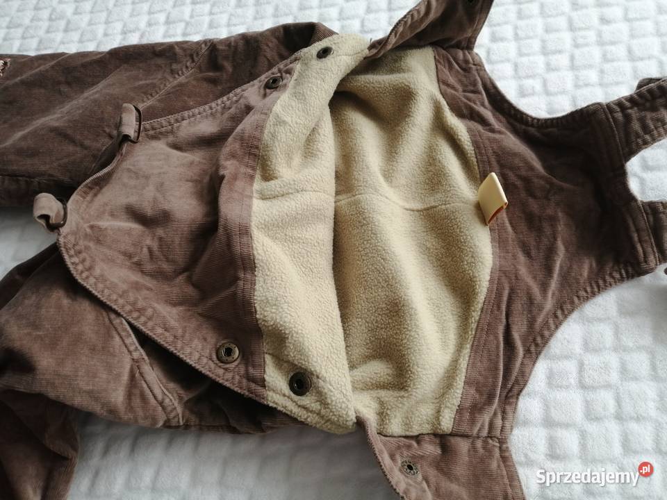 Ogrodniczki sztruksowe ocieplane polarem 98 uniseks sprzedam