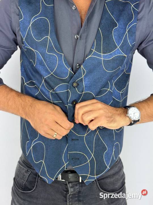 GIOVANNI PERA kamizelka męska D632 granat słoje