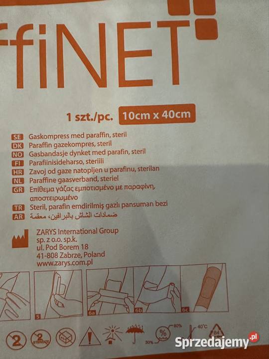Paraffinet opatrunek siatkowy z parafiną 10cmx40 Zabrze sprzedam
