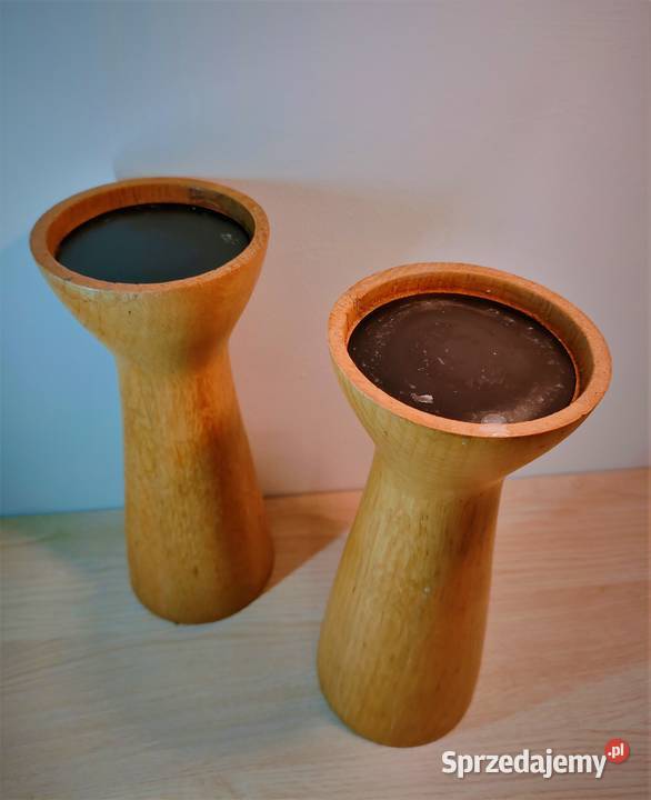 Świeczniki drewno twarde komplet wielkopolskie