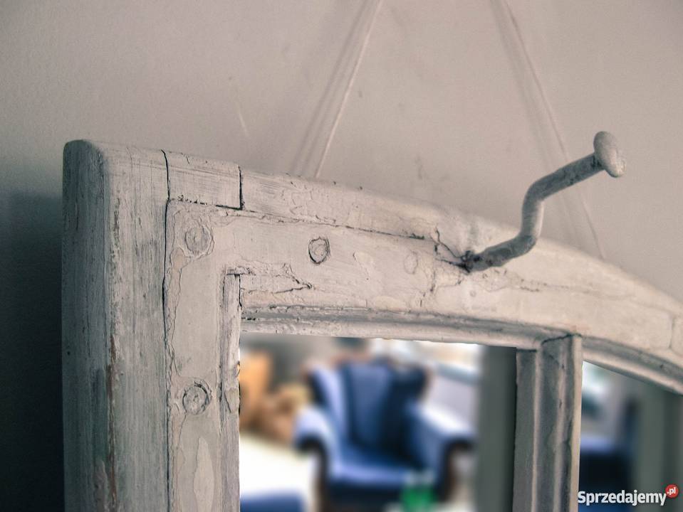Białe lustro STARE OKNO vintage rama okienna Chorzów