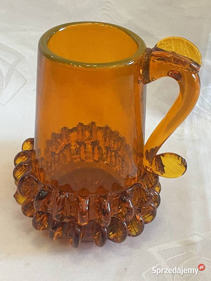 Wazon pomarańczowy Szkło artystyczne PRL Kraków