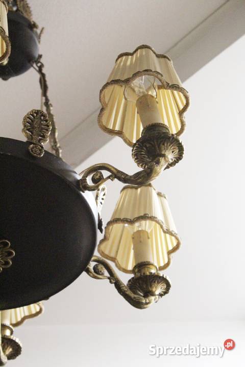 Lampa wisząca żyrandol metal i mosiądz 6 ramion