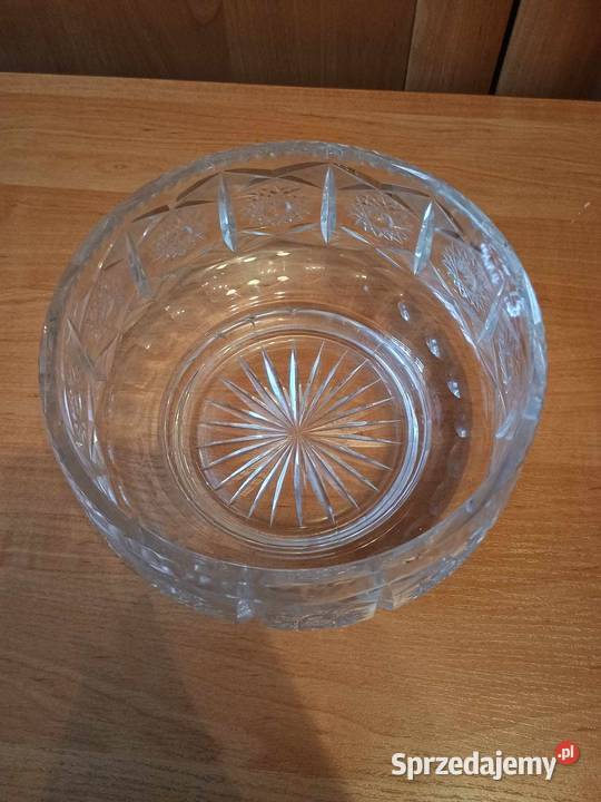 Piękna duża okrągła kryształowa misa PRL Vintage