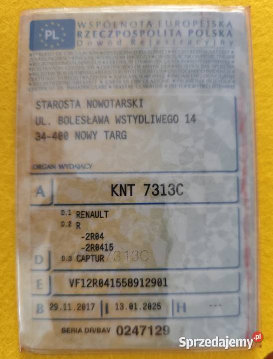 Renault Captur 09 2017 49400 salon Polska Spytkowice