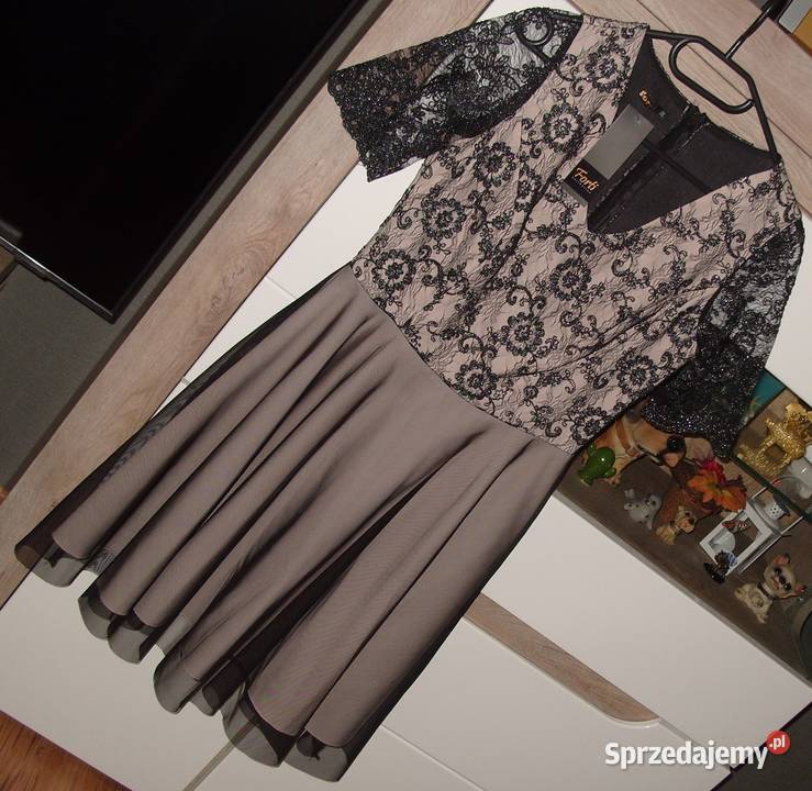 FORTINOWA koktajlowa sukienka koronka haft r38 Spódnice i sukienki wielkopolskie Rawicz