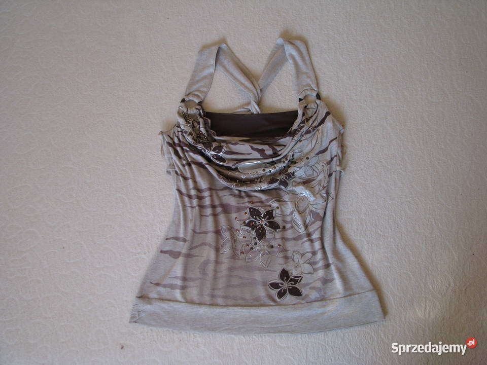 Elegancka koszulka bluzka na szelkach M cekinki Brzegi