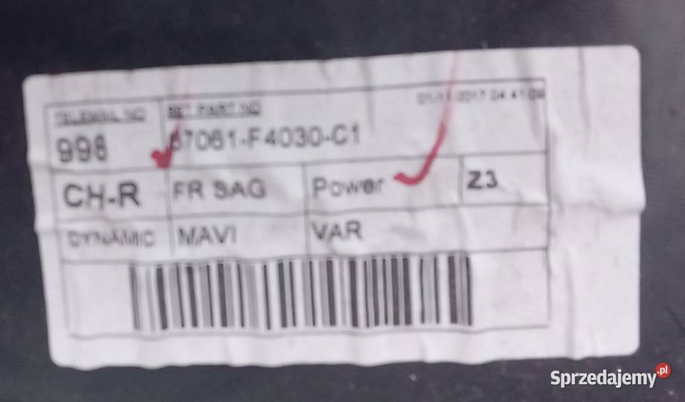 Toyota CHR Hybryda boczek drzwi przedni prawy Przeźmierowo