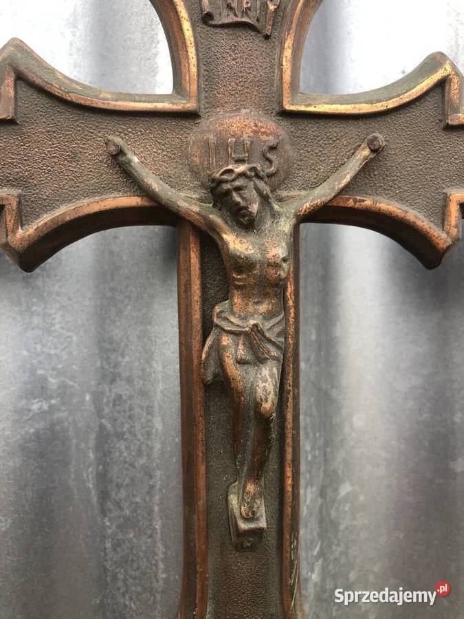 Stary Krzyż krucyfiks sygnowany Antyki, Sztuka, Kolekcje Łowicz