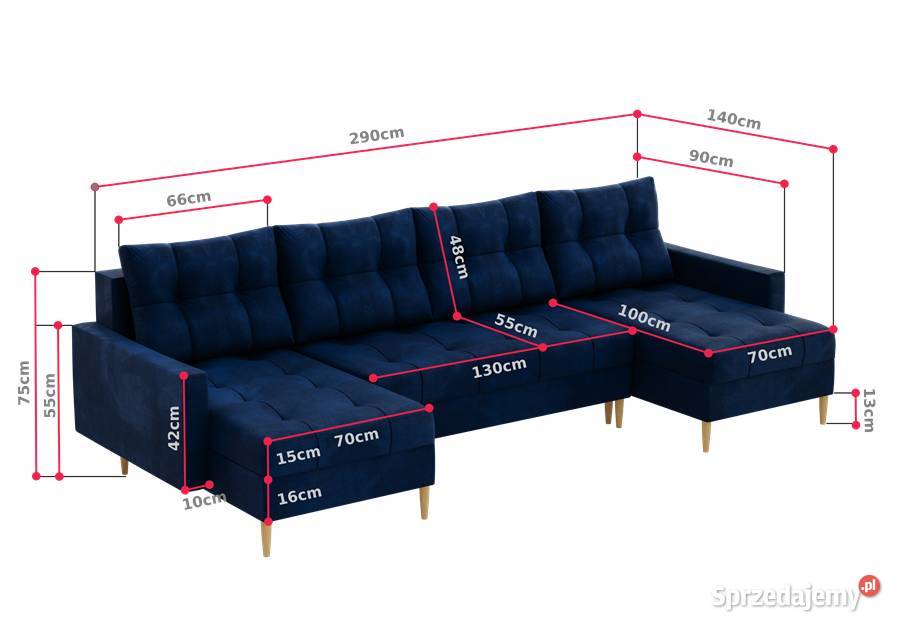 Narożnik skandynawski U z funkcją spania małopolskie Kraków