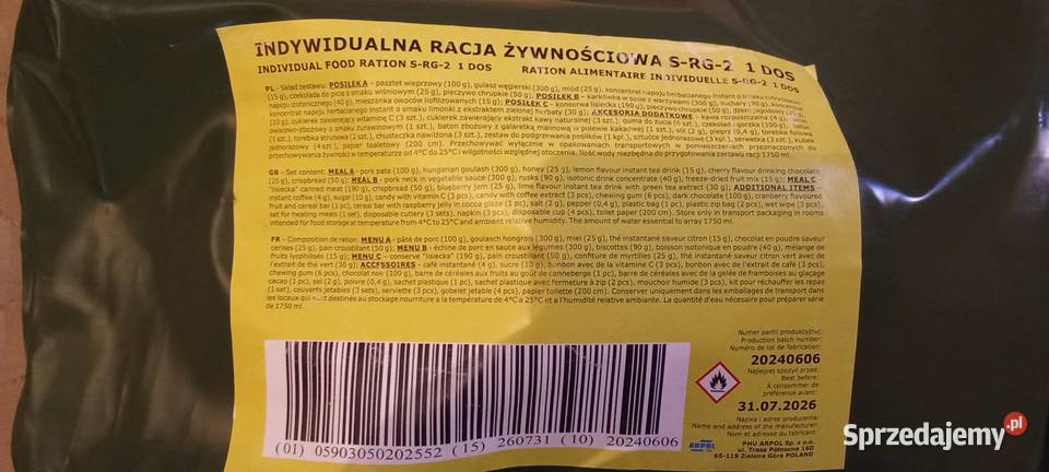 Wojskowa Indywidualna Racja Żywnościowa SRG2 Sieradz