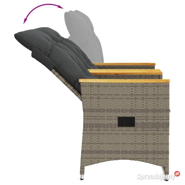 Rozkładana sofa ogrodowa ze stolikiem 2os szara mazowieckie Warszawa