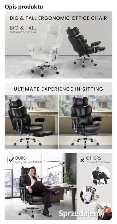 Ergonomiczne krzesło biurowe białe ze skóry PU Bielsko-Biała