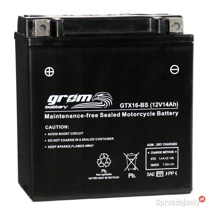 Akumulator motocyklowy GROM GTX16BS YTX16BS 12V Akumulatory motocyklowe