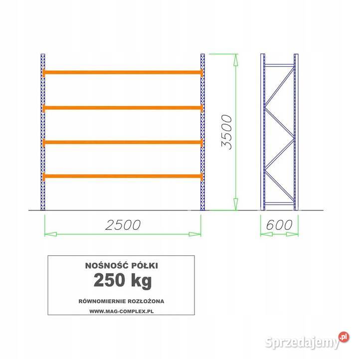 REGAŁ METALOWY MAGAZYNOWY WYTRZYMAŁY MOCNY MRC16 Sopot