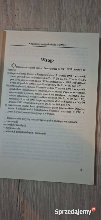 Pierwsze wydanie Rzeczowy Majątek Trwały w 1993 Łęczyca sprzedam
