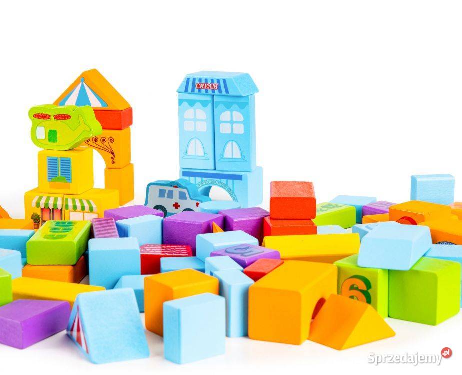 Drewniane klocki edukacyjne miasto 100 sorter podlaskie
