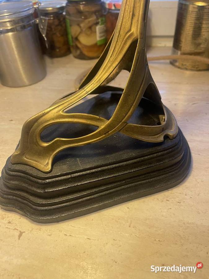 Lampa secesja unikat mosiadz drewno cudna Łódź