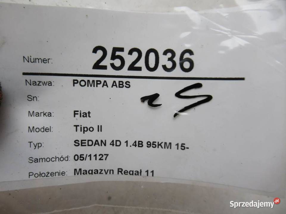 POMPA ABS FIAT TIPO 0265956414 14 95 osobowe Układ ABS i ESP podkarpackie sprzedam