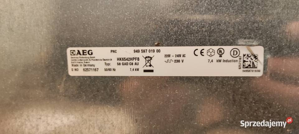 Płyta indukcyjna AEG HK6542HPFB uszkodzona AGD Pruszków