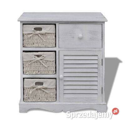 vidaXL Drewniana szafka z 3 wyplatanymi