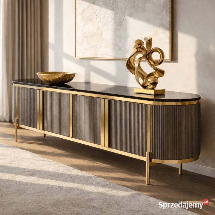 Komoda RTV złota grafitowa Omega Glamour Premium 200cm Komody Meble małopolskie