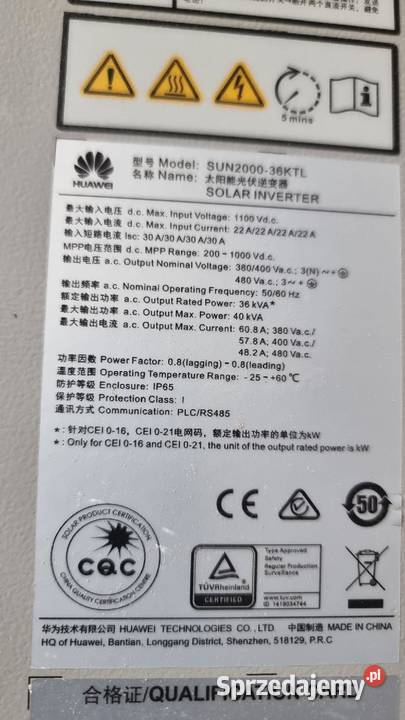 FALOWNIK SOLARNY HUAWEI 36 kW Czerwionka-Leszczyny