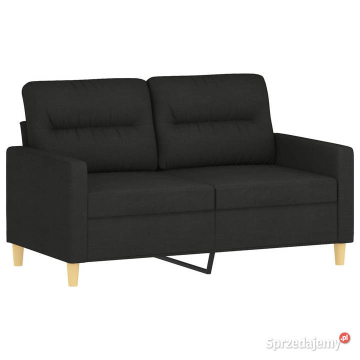 2osobowa sofa z poduszkami czarna 120 tkanina