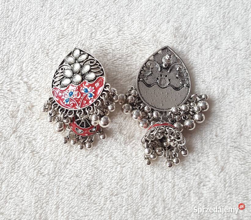 Duże orientalne kolczyki jhumki kolor srebrny zachodniopomorskie Szczecin sprzedam