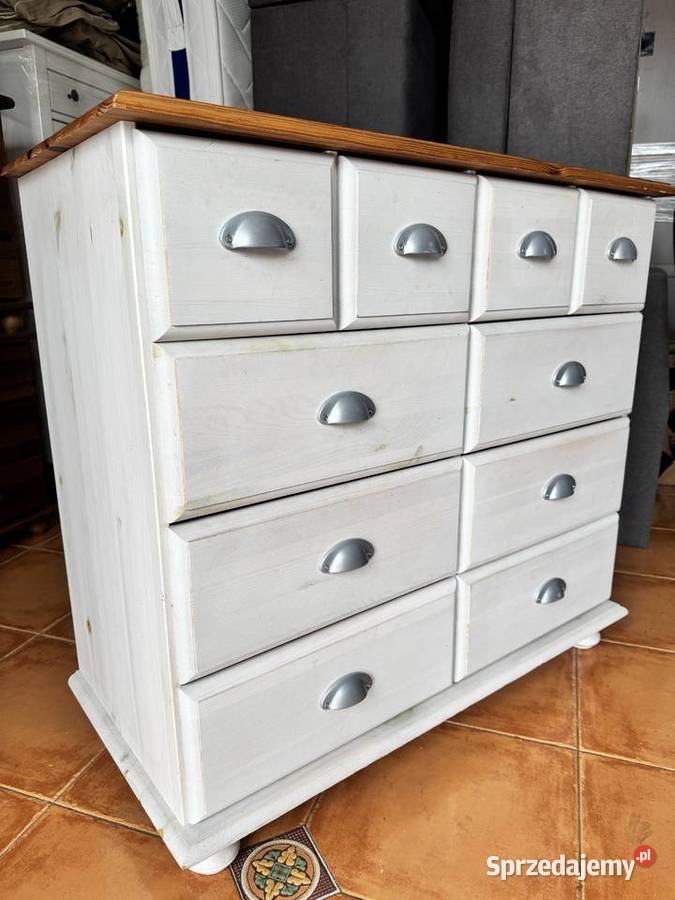 Komoda drewniana apteczna z szufladami szafka Sulbiny