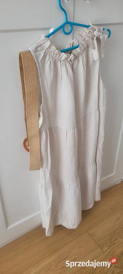 Sukienka letnia krem Bez wzoru Łomianki