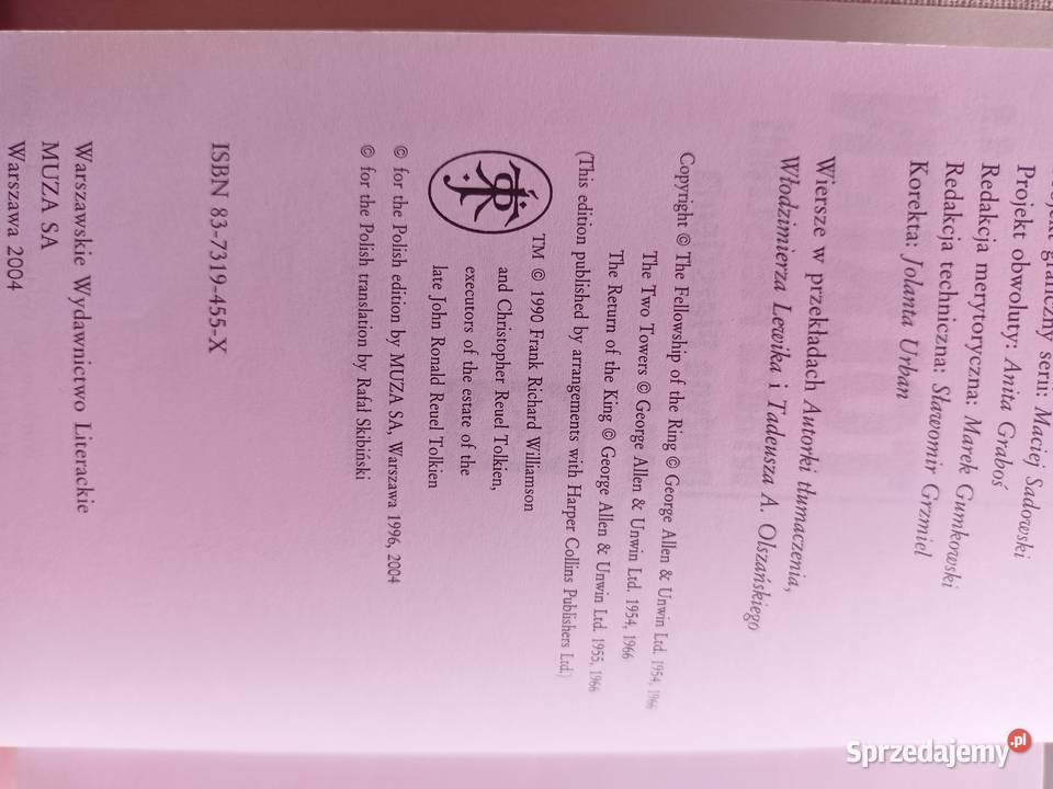 Tolkien pierwsze wydanie książki księgarnia Warszawa