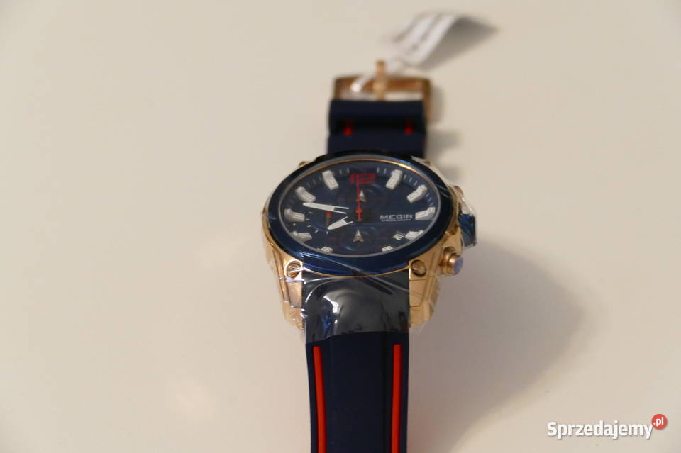Męski zegarek chronograf Megir silikonowy pasek Olsztyn