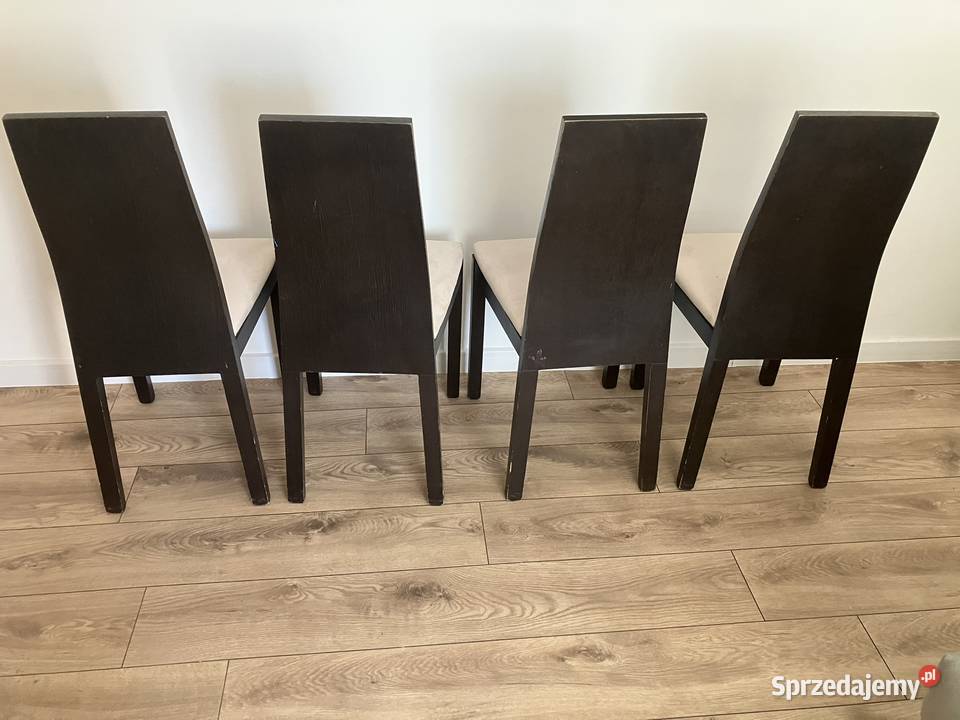 4 krzesła PaMilano drewniane ciemne z jasna