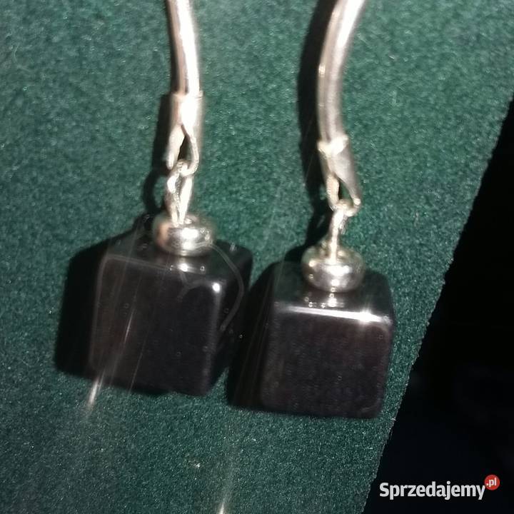 kolczyki wiszące kostki hematyt naturalny srebro Kolczyki Bydgoszcz