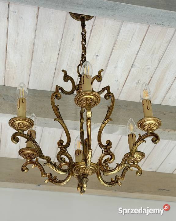 Francuski Żyrandol 51 mosiądz 6ram Antyk Lampa mazowieckie Warszawa