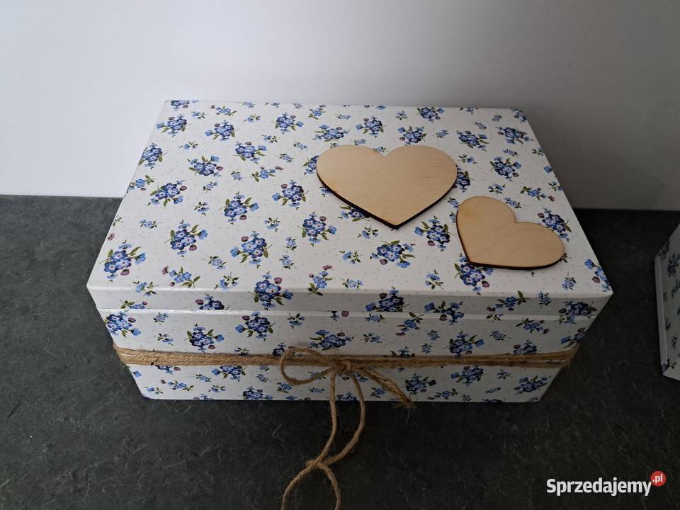 Kuferek decoupage niebieskie kwiatuszki Kędzierzyn-Koźle sprzedam