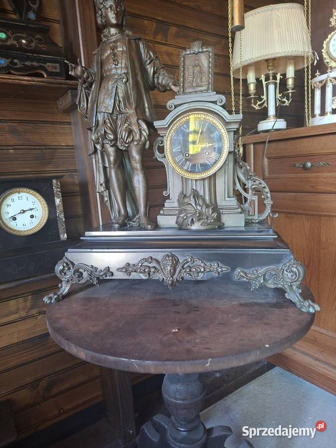 Kominkowy zegar marmurowy francuski stary