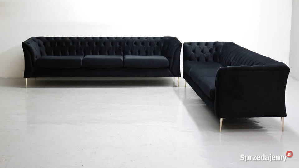 STY DESIGN WIELKA SOFA 33 kanapa czarny welur Dom i Ogród wielkopolskie Poznań