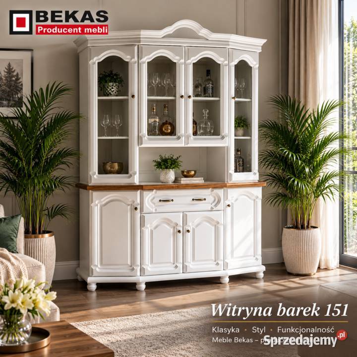PROMO Witryna Barek 181 Prowansalska Biały Dąb 50cm
