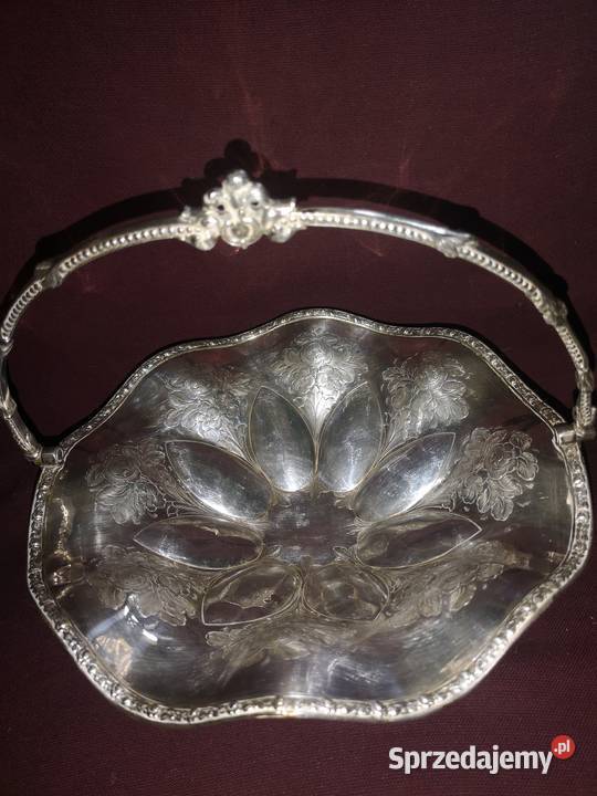 Patera platerowa w grawerowane kwiaty pomorskie Gdańsk