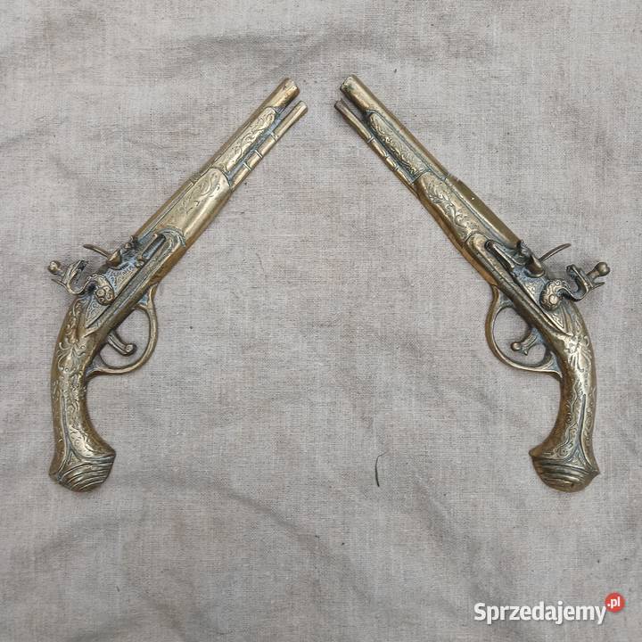 Mosiężny pistolet dekoracja na ścianę komplet 2 Pozostałe Pozostałe Warszawa