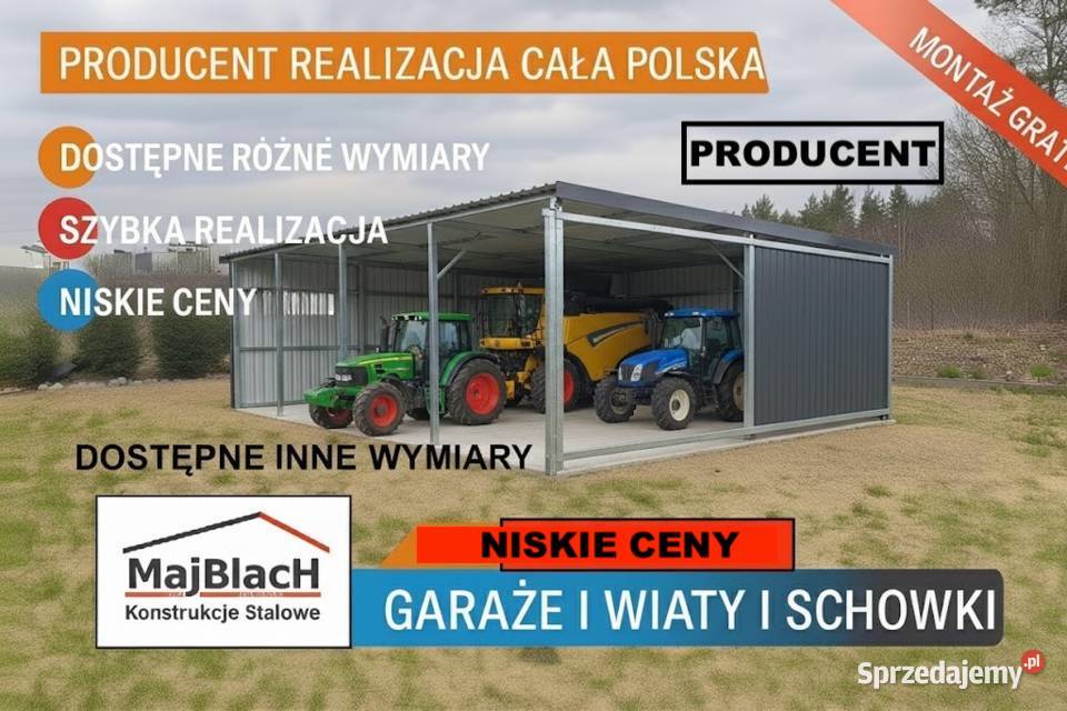 A190Garaż Blaszany Wiata na pojazdy ZADASZENIE samodzielny Płock