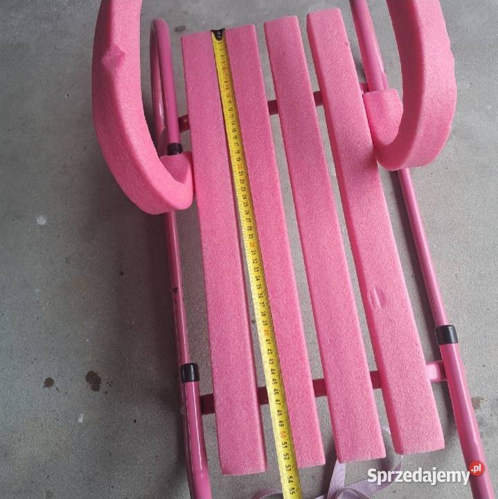 Sanki dziecięce z oparciem i popychaczem różowe Domaszczyn