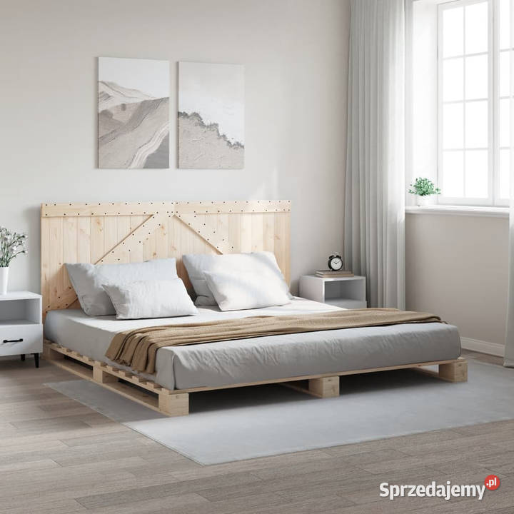 Rama łóżka z wezgłowiem lite drewno sosnowe 104cm Warszawa